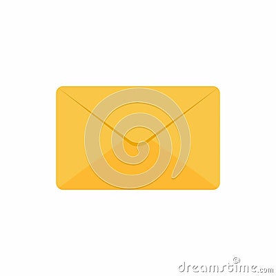 Closed golden yellow envelope icon sign flat design vector illustration isolated on white background Vector Illustration